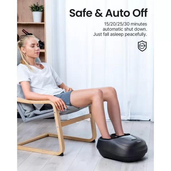 RENPHO Shiatsu Foot Massager with HeatElectric Foot Massager for Circulation and Pain Relief with RemoteDeep KneadingSqueezingSize up to 12Dark Black
