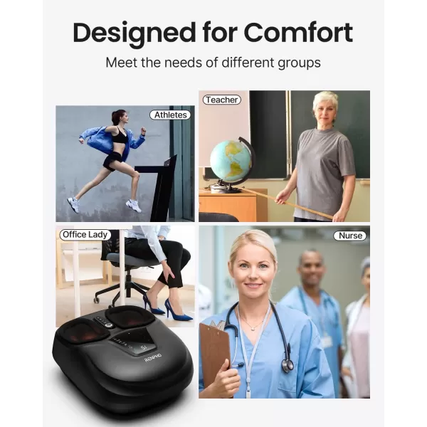RENPHO Shiatsu Foot Massager with HeatElectric Foot Massager for Circulation and Pain Relief with RemoteDeep KneadingSqueezingSize up to 12Dark Black