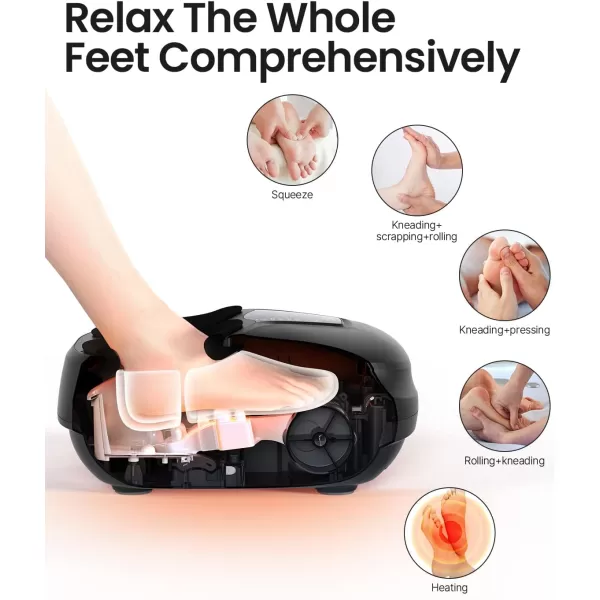 RENPHO Shiatsu Foot Massager with HeatElectric Foot Massager for Circulation and Pain Relief with RemoteDeep KneadingSqueezingSize up to 12Dark Black