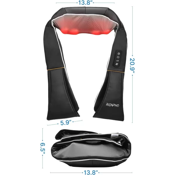 RENPHO Shiatsu Neck and Shoulder Back Massager with Heat Electric Deep Tissue 3D Kneading Massage Pillow for Relief on Waist Leg Calf Foot Arm Belly Full Body MusclesBlack