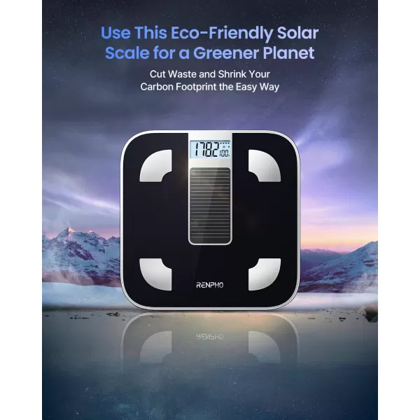 RENPHO Solar Power Smart Scale for Body Weight Digital Bathroom Scale BMI Weighing Bluetooth Body Fat Scale Body Composition Monitor with Smartphone App 400 lbs