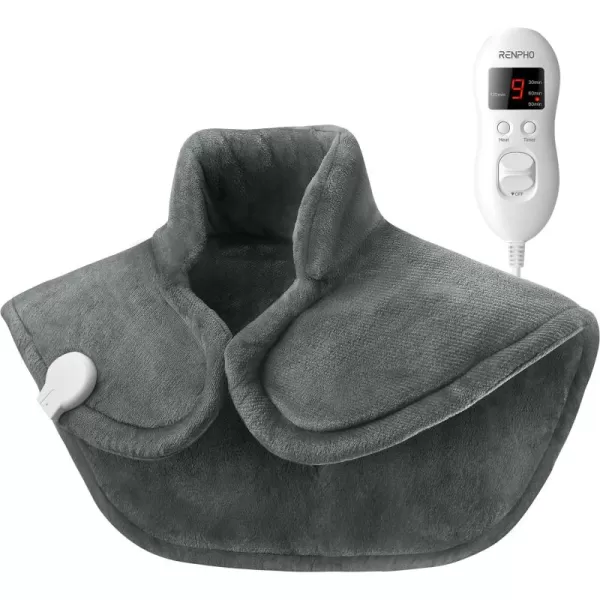 RENPHO Heating Pad for Neck and Shoulders and Back FSA HSA Eligible Relaxing Gifts for Women Men Mom Dad Electric Weighted Heat Pad for Pain Relief with Auto Shut Off ETL Certified GrayAgray