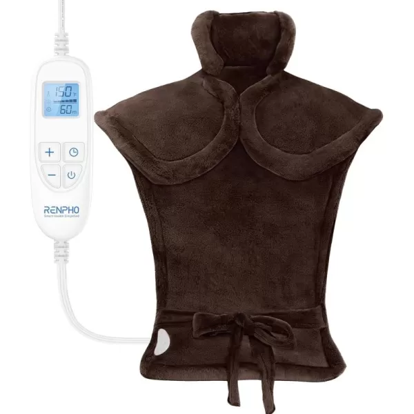 RENPHO King Size Heating Pad for Back Pain Relief Birthday Christmas Gifts for Men Dad Him FSA HSA Eligible 24quotx37quot XXL Large Weighted Electric Heat Pad for Neck and Shoulders ETL Certified BlueDark Brown