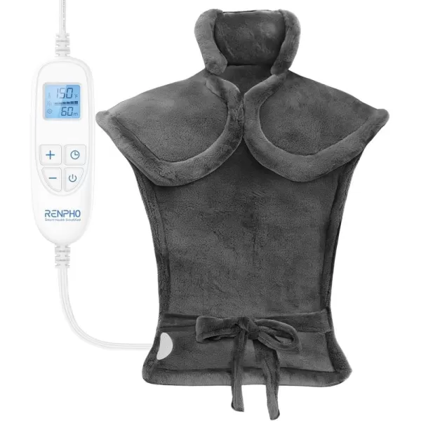 RENPHO King Size Heating Pad for Back Pain Relief Birthday Christmas Gifts for Men Dad Him FSA HSA Eligible 24quotx37quot XXL Large Weighted Electric Heat Pad for Neck and Shoulders ETL Certified BlueAgray