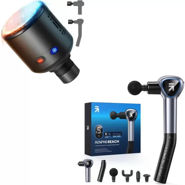 RENPHO Massage Gun Head with Heat and Cool Mini Massage Gun with Extension Handle Portable Handheld Deep Tissue Muscle Massager