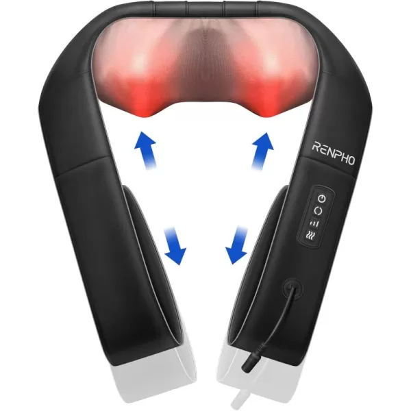 RENPHO Neck Massager with Heat and Adjustable Arm Strap Shiatsu Massager with 3D Deep Tissue Massage Relaxation in The Neck Back Shoulder Hip and Legswith Adjustable Straps