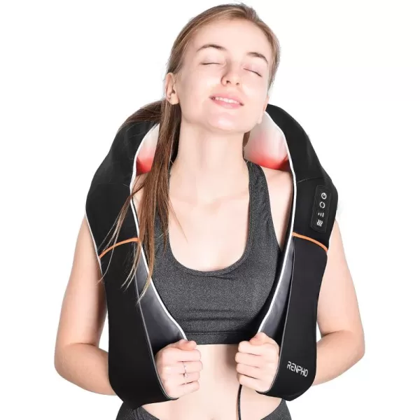 RENPHO Shiatsu Neck and Shoulder Back Massager with Heat Electric Deep Tissue 3D Kneading Massage Pillow for Relief on Waist Leg Calf Foot Arm Belly Full Body MusclesBlack