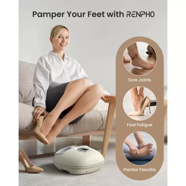 imageRENPHO Foot Massager with Voice Control Worlds First  2025 Upgraded Shiatsu Foot Massager Machine with 3 Heating Levels Electric Foot Massage Christmas Gifts for Women Men Fits Up to Size 12Pioneering Voice Control Technology  Beige