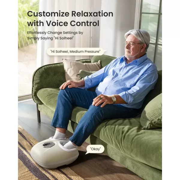 imageRENPHO Foot Massager with Voice Control Worlds First  2025 Upgraded Shiatsu Foot Massager Machine with 3 Heating Levels Electric Foot Massage Christmas Gifts for Women Men Fits Up to Size 12Pioneering Voice Control Technology  Beige
