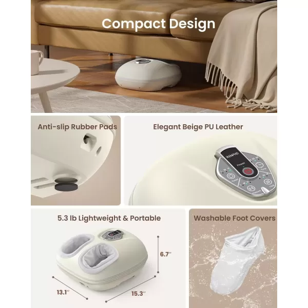imageRENPHO Foot Massager with Voice Control Worlds First  2025 Upgraded Shiatsu Foot Massager Machine with 3 Heating Levels Electric Foot Massage Christmas Gifts for Women Men Fits Up to Size 12Pioneering Voice Control Technology  Beige