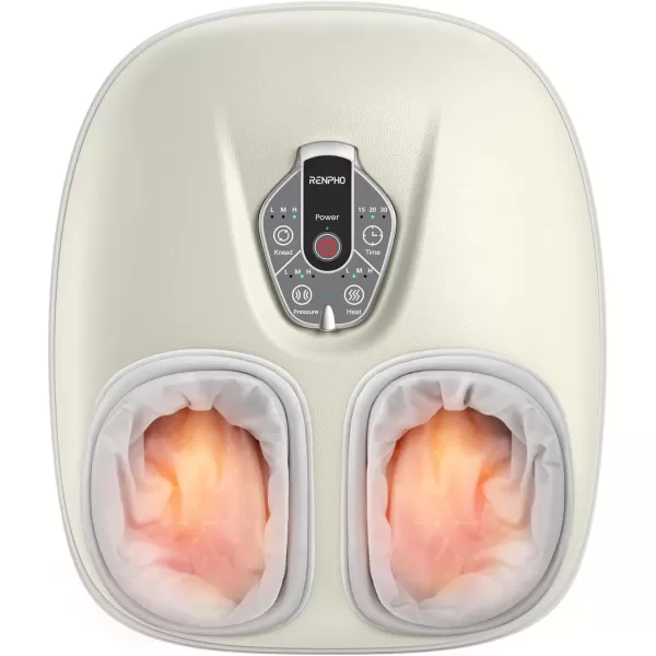 imageRENPHO Foot Massager with Voice Control Worlds First  2025 Upgraded Shiatsu Foot Massager Machine with 3 Heating Levels Electric Foot Massage Christmas Gifts for Women Men Fits Up to Size 12Pioneering Voice Control Technology  Beige