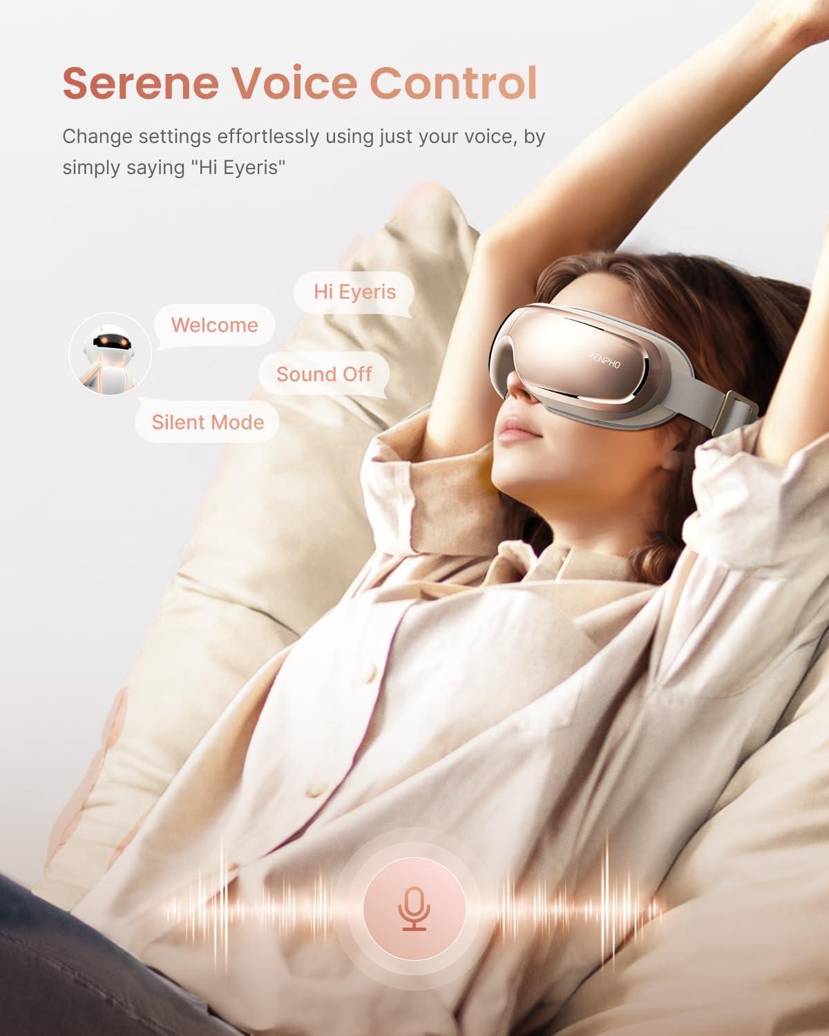 imageRENPHO Eye Massager with Heat and Cooling FSA HSA with Voice Control ampamp Ice Pack Eyeris 3 Ros Eye Sleep Mask Mothers Day Birthday Gifts for Women Eye Care Device for Migraine