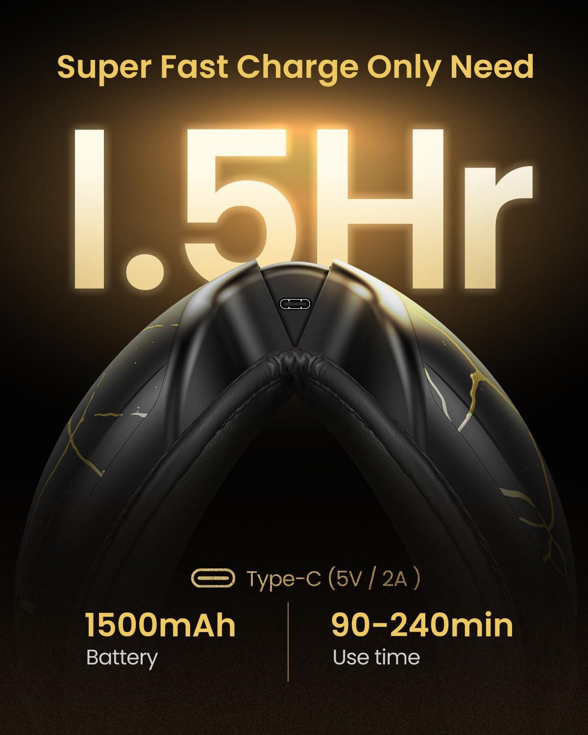 imageRENPHO Eye Massager with Heat and Cooling Mothers DayBirthday Gifts for WomenMen Eyeris Kintsugi FSAHSA Eligible Voice Control Eye Mask Massager for Migraines Eye Care Device for RelaxationABlackGold
