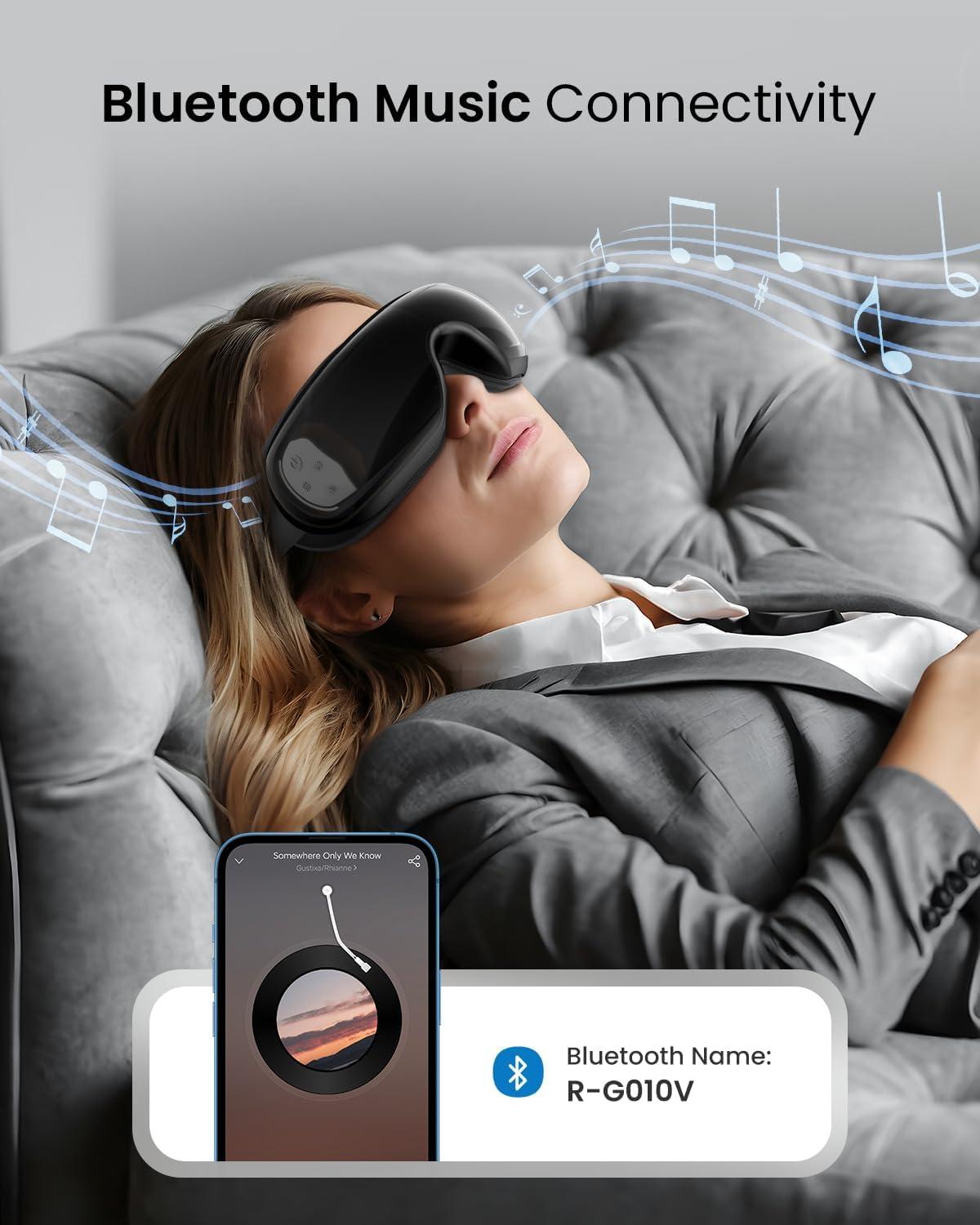 imageRENPHO Eye Massager with Heat and Cooling Mothers DayBirthday Gifts for WomenMen Eyeris Kintsugi FSAHSA Eligible Voice Control Eye Mask Massager for Migraines Eye Care Device for RelaxationBlack