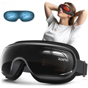 imageRENPHO Eye Massager with Heat and Cooling Mothers DayBirthday Gifts for WomenMen Eyeris Kintsugi FSAHSA Eligible Voice Control Eye Mask Massager for Migraines Eye Care Device for RelaxationBlack