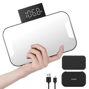 imageRENPHO Small Travel Scale for Body Weight Rechargeable Portable Scale with SlideOut LED Display Travel Makeup Mirror Digital High Accurate Scale for Traveling 400lbs Core Go 898quot x 528quot