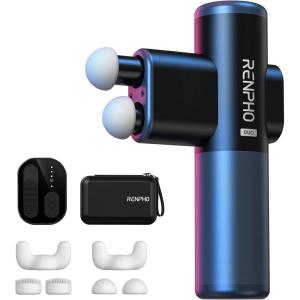 imageRENPHO Duo Mini Massage Gun with Double Heads FSA HSA Eligible Deep Tissue Percussion Massager for Travel Use Silicone Casings 3 Modes with Seamless Speed Handheld Massage Gun