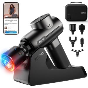 imageRENPHO Massage Gun Deep Tissue FSA HSA Eligible Portable Percussion Muscle Massager with Bluetooth Handheld Device for Back and Neck Carry Case Gifts for Men and WomenActive Thermacool Deluxe