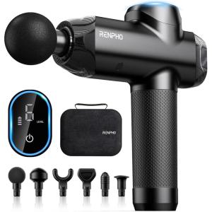 imageRENPHO Massage Gun Deep Tissue with 812mm Adjustable Amplitude HeavyDuty FSA HSA Eligible Percussion Professional Muscle Massager Gun with Portable Case for Athtetes ampamp Home Use Active EVOA Power Black