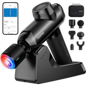 imageRENPHO Massage Gun Deep Tissue with 812mm Adjustable Amplitude HeavyDuty FSA HSA Eligible Percussion Professional Muscle Massager Gun with Portable Case for Athtetes ampamp Home Use Active EVOPOWER THERMACOOL DELUXE