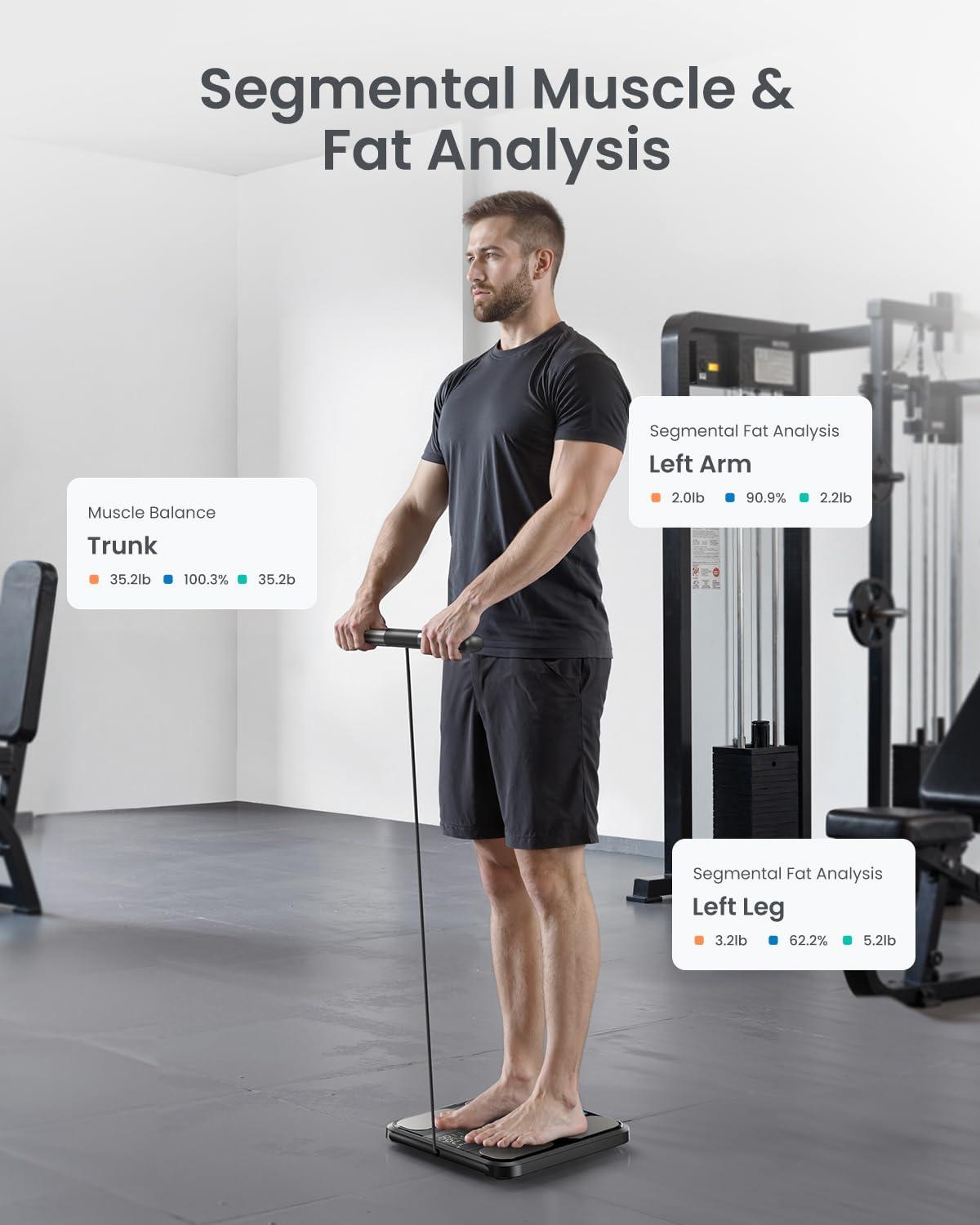 imageRENPHO Scale for Body Weight and Fat Percentage Smart Scale with 8 Electrodes Larger Platform Body Analyzer for BMI Body Fat Muscle Mass High Precision 400lbs