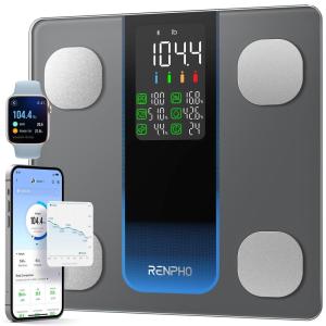 imageRENPHO Smart Scale for Body Weight BMI Body Fat Muscle Mass FSA HSA Eligible Bluetooth WiFi Rechargeable Scale RGB Lighting Color Changing Scale Sync with Fitness App Chroma AspireSmart Scale
