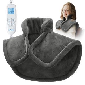 imageRENPHO Heating Pad for Neck and Shoulders and Back Electric Heated Pad for Neck Pain Relief 6 Heat Settings 2H Auto Off ETL Safety Certified Gifts for Women Men 21quotx23quot RedGray