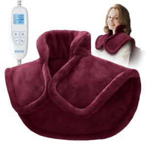 imageRENPHO Heating Pad for Neck and Shoulders and Back Electric Heated Pad for Neck Pain Relief 6 Heat Settings 2H Auto Off ETL Safety Certified Gifts for Women Men 21quotx23quot RedRed