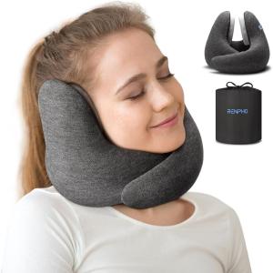 imageRENPHO Neck Pillow Airplane for 360Neck Support Travel Pillow with Noise Reducing Premium Memory Foam Travel Pillows for Airplanes for him her