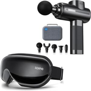 imageRENPHO Active Massage Gun Deep Tissue Percussion Mini Handheld Massager Gun Eye Massager with Heat Face Massager for Migraine Relief