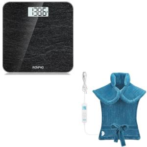 imageRENPHO Digital Bathroom Scale Weighted Heating Pad for Back Pain Relief