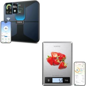 imageRENPHO Digital Food Scale with Nutritional Calculator Stainless Steel Smart Body Scale with BMI Body Fat Muscle Mass