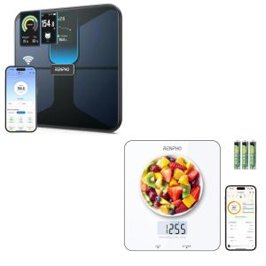 imageRENPHO Digital Food Scale with Nutritional Calculator White Smart Body Scale with BMI Body Fat Muscle Mass