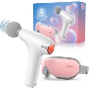 imageRENPHO Eye Massager ampamp Mini Massage GunHeated Eye Mask with Bluetooth Massage Gun with Heat and Cold