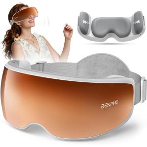imageRENPHO Eyeris Calina Eye ampamp Temple Massager for Migraines Voice Control Smart Migraine Massager Slidable Temple Massage Cushions Heated Eye Mask Improve Sleep Stress Relief Gifts for WomenAOrangeVoice Control