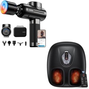 imageRENPHO Foot Massager and Massage Gun with Heat and Cold