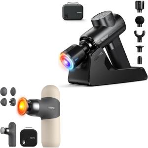 imageRENPHO Massage Gun Deep Tissue with Charging Stand Heat and Cold Head Mini Thermal Massage Gun with Heat Portable Deep Tissue Percussion Massager
