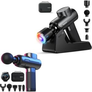 imageRENPHO Massage Gun Deep Tissue with Charging Stand Heat and Cold Head Powerful Portable Back Massager Gun for Athletes Handheld Back Massagers Carry Case