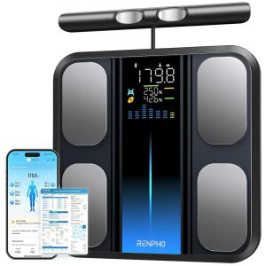 imageRENPHO Scale for Body Weight and Fat Percentage Smart Scale with 8 Electrodes Larger Platform Body Analyzer for BMI Body Fat Muscle Mass High Precision 400lbsBlacknew