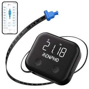 imageRENPHO Smart Body Measuring Tape Rechargeable Tape Measure with LED Display Measuring Tape for Body Measurements with App for Weight Loss ampamp Fitness Shape Retractable 60in 150cm Black