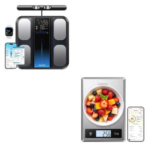 imageRENPHO Smart Scale with 8 Electrodes Larger Platform RENPHO Digital Food Scale with Nutritional Calculator