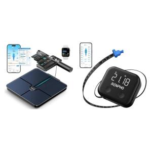 imageRENPHO Smart Body Measuring Tape and RENPHO Smart Scale for Body Weight 8Electrode Rechargeable Body Composition Scale