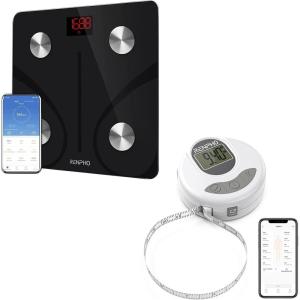 imageRENPHO Body Fat Scale Smart BMI Scale Digital Bathroom Wireless Weight Scale Smart Bluetooth Digital Measuring Tape with Lock Hook