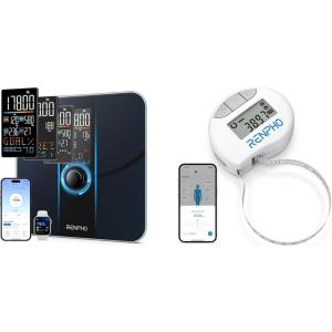 imageRENPHO Smart Scale for Body Weight Body Fat Scale for BMI Body Fat Muscle Mass RENPHO Body Measuring Tape Smart Tape Measure for Weight Loss