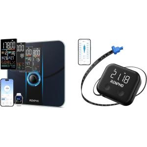 imageRENPHO Smart Scale for Body Weight Body Fat Scale for BMI Body Fat Muscle Mass RENPHO Smart Body Measuring Tape Rechargeable Tape Measure with LED Display