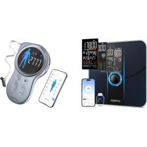 imageRENPHO Smart Scale for Body Weight Body Fat Scale for BMI Body Fat Muscle Mass RENPHO Smart Tape Measure with Large Display Bluetooth Body Measuring Tape with App for Weight Loss