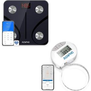 imageRenpho Bluetooth Body Fat Scale Digital Weight Scale Bathroom Smart Body Composition AnalyzerSmart Tape Measure Body with App