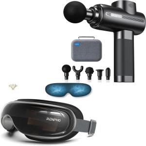 imageRENPHO Active Massage Gun Deep Tissue Percussion Mini Handheld Massager Gun Gifts for Men Women FSAHSA Eligible Eye MassagerEyeris 3Voice Control Eye Massager