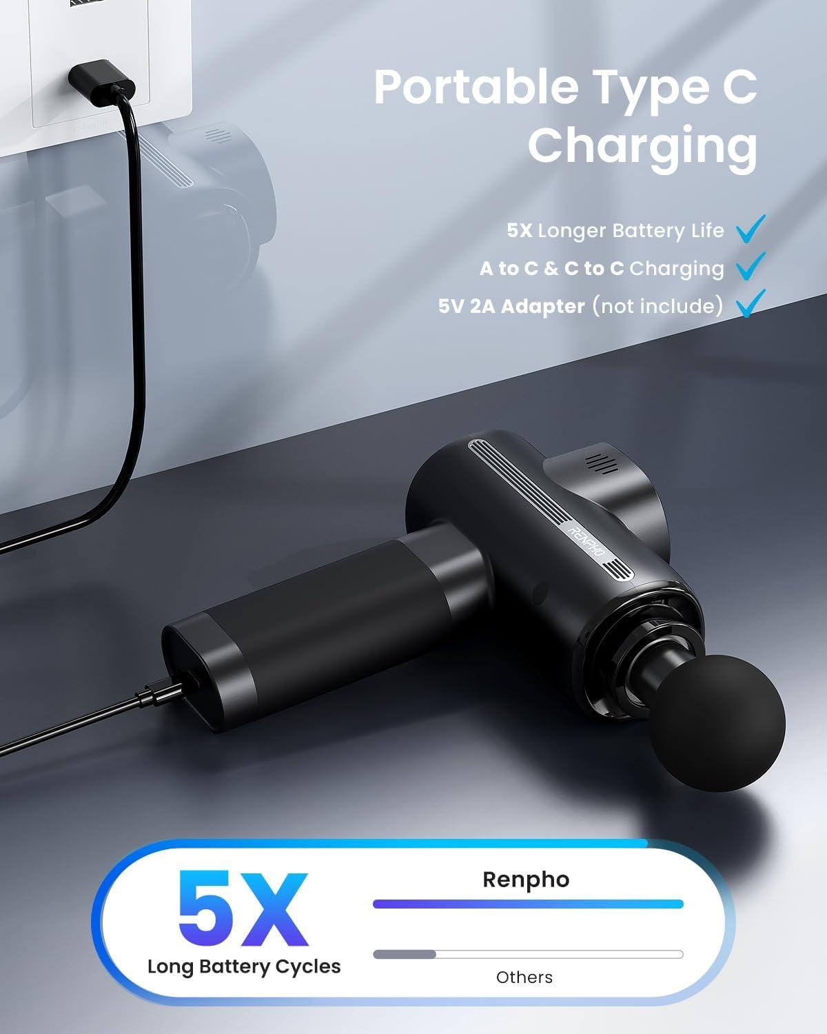 imageRENPHO Active Massage Gun Deep Tissue Percussion Mini Handheld Massager Gun Eye Massager with Heat