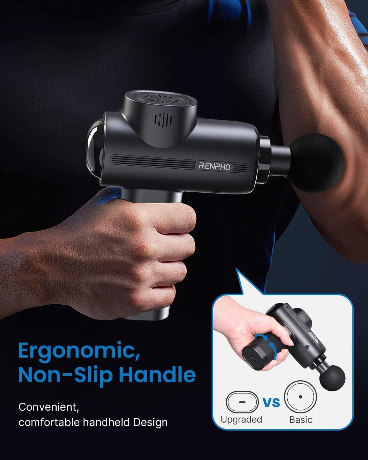 imageRENPHO Active Massage Gun Deep Tissue Percussion Mini Handheld Massager Gun Eyeris 3 Voice Controlled Eye Massager with Heat and Cooling
